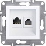 Schneider Electric EPH5270121 Asfora Beyaz Çerçevesiz RJ11 1RJ45 Cat6 Utp Telefon Data Prizi