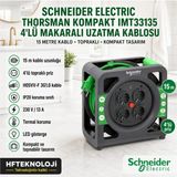 Schneider Electric Thorsman IMT33137 Topraklı 15 M 4'lü Makaralı Uzatma Kablosu - Yeşil - Siyah - 15 metre 4 priz uzatma kablosu