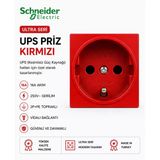 Schneider Electric Ultra Etk21046e Ups Prizi Kırmızı 45X45 Mm – 16A 250V – 2P+Pe Masa Üstü Topraklı Priz – Vidalı Bağlantı