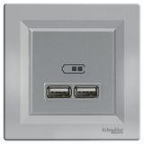 Schneider EPH2700261 2.1A Type A Çerçeveli Asfora Plus Alüminyum USB Şarj Prizi