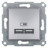 Schneider EPH2700261 Asfora 2li 21 Alüminyum Çerçeveli USB Prizi