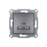 Schneider EPH2700262 2'li 2.1A Asfora Çelik Usb Prizi