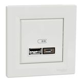 Schneider EPH2700321 Asfora 2li 2.4 Beyaz Çerçeveli USB Prizi