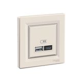 Schneider EPH2700323 Asfora 2li 2.4 Krem Çerçeveli USB Prizi