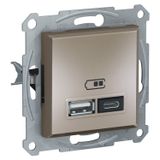 Schneider EPH2700369 Asfora Plus Bronz USB Şarj Prizi 2.4A Type A+C Çerçevesiz