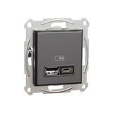 Schneider EPH2700371 Asfora 2li 2.4 Antrasit Çerçeveli USB Prizi