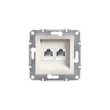 Schneider EPH4470123 Asfora Krem 2xRj45 2xRj45 Cat 5E Utp Data Prizi Çerçevesiz