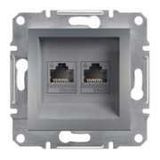 Schneider EPH4800162 Asfora Çelik Rj45 2 Çıkışlı Telefon Prizi