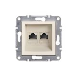 Schneider EPH4870123 Asfora Krem Çerçevesiz 2li RJ45 CAT6 Utp Telefon Data Prizi