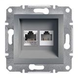 Schneider EPH5200162 Asfora Çelik RJ45+RJ45 CAT6 Utp Telefon Data Prizi