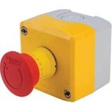 Schneider Kutulu Durdurma Butonu(Kontrol Kutusu, Plastik, Sarı, 1 Kırmızı Mantar Kafalı Buton Ø40, Acil Durdurma Butonu, 1 Nk, Emergency Stop Etiket Tutuculu.) - Sarı - Mavi - Siyah - Yeşil - Kırmızı