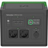 Schneider PPS500-GR Offgrid Portable Power Station 500, 230V, 517WH Lithium-Ion, Lcd, 2 Cee 7/3 Schuko Outlets, Sinewave, 3 Usb-A, 2 Usb-C, Wireless Charger