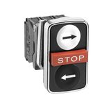 Schneider XB4BA711237 22 mm 1NA+1NK+1NA Beyaz Sağ Ok-Çıkık Kırmızı Stop-Siyah Sol Ok İşaretli Sıva Altı Buton