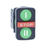 Schneider XB5AA731327 1NA+1NK+1NA 22 mm Sıva Altı Kırmızı Stop/Yeşil I-II İşaretli 3 Başlıklı Buton