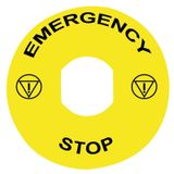 Schneider ZBY8330 Acil Stoplu Buton için 90 mm Sarı Emergency Stop İşaretli Etiket