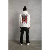 School Boy Karakter Baskılı Erkek Beyaz Kapüşonlu Sweatshirt