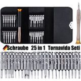 Schraube 25 in 1 Mini Saatçi Tornavida Seti Krom-Vanadyum Çeliği ile Dayanıklı Yapı ve 25 Parça - 25x1 - Siyah