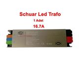 Schuar Süper Slim 12V 16.7A Şerit Led Trafosu 200W Ip20 (Epox Dolgu Elektronik Devre 12 Volt 16.7 Amper 15Mt Ye Kadar K