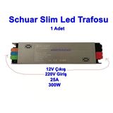 Schuar Süper Slim 12V 25A Şerit Led Trafosu 300W Ip20 (Epox Dolgu Elektronik Devre 12 Volt 25 Amper 25Mt Ye Kadar Kulla