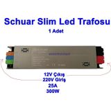 SCHUAR Süper Slim 12v 25A Şerit Led Trafosu 300w IP20 (Epox Dolgu Elektronik Devre 12 Volt 25 Amper