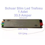 Schuar Süper Slim 12V 33.5A Şerit Led Trafosu 400W Ip20 (Epox Dolgu Elektronik Devre 12 Volt 33.5 Amper 30Mt Ye Kadar K