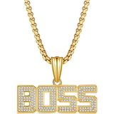 Schulzz Boss Patron Thug Life Hip Hop Unisex Kolye Zinciri - Sarı - 60 CM