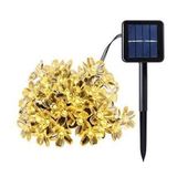 Schulzz Çiçek Motifli Güneş Enerjili Su Geçirmez 7 Metre 50 Adet Sıcak Beyaz Led Solar Bahçe Işıldağı