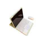 Schulzz iPad Pro 11 Türkçe Bluetooth Touchpad Klavyeli Smart Kılıf (Mouse Hediyeli) 360 Derece Döner Uyku Modu Kalem Bölmeli Açık Yeşil