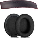 Schulzz Kingston Hyperx Cloud 2 Uyumlu Kumaş Kulaklık Pedi ve Deri Kafa Bandı - Siyah