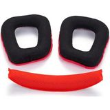 Schulzz Logitech G35 G930 G430 F450 Kafa Bandı ve Kulaklık Pedi Set Kulaklık Pedi Süngeri Headband - Kırmızı