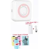 Schulzz Mini Taşınabilir Termal Yazıcı Bluetooth Bağlantılı Pembe 1 Adet Beyaz Kağıt + 3 Renkli Sticker