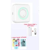 Schulzz Mini Termal Taşınabilir Yazıcı Yeşil, 1 Adet Beyaz Kağıt + 3ADET Renkli Sticker