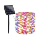 Schulzz Solar Güneş Enerji Dış Bahçe 8 Modlu 20metre Düz 200led Cok Renkli Aydınlatma