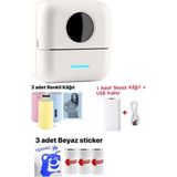 Schulzz Taşınabilir Yazıcı Beyaz Bluetooth Bağlantılı 3 Adet Renkli Kağıt 3 Adet Beyaz Sticker