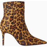 Schutz City Natural 85 Leopar Baskılı, Dana Kuzu Derisi Sivri Burun Lüks Topuklu Bot - Kahverengi
