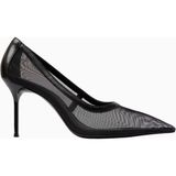 Schutz Sheer 100 Siyah File ve Deri, Sivri Burun Lüks Stiletto Topuklu Ayakkabı