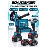 SCHUTZENGER 125MM Şarjlı Taşlama Spral Makinesi Somun Sıkma Vidalama 450NM Torklu Mavi Set