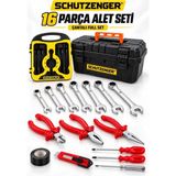 SCHUTZENGER 16 Parça Çantalı El Aletleri Seti – 7’li Cırcırlı Anahtar Takımı, Pense, Tornavida ve Maket Bıçağı Ter-60