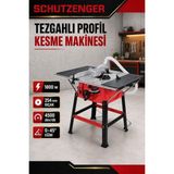 SCHUTZENGER 1800W Tezgahlı Profil Kesme Makinesi 254 mm Bıçak 4500 Dev/dk 0–45° Eğim Ayarlı
