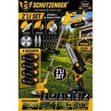 Schutzenger 2011C 4 Akülü Set Şarjlı Ot Çim Biçme Makinesi Tırpan Ve Şarjlı Dal Budama Testeresi 15cm Pala Otomatik Yağlamalı Sarı