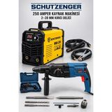 SCHUTZENGER 250A Invertör Kaynak Makinesi 2.5 Çubuk Eritir Kırıcı Delici 3 Fonksiyon Hilti Matkap SARI70