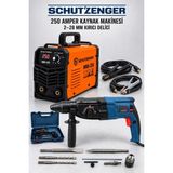 SCHUTZENGER 250A Invertör Kaynak Makinesi 2.5 Çubuk Eritir Kırıcı Delici 3 Fonksiyon Hilti Matkap Turuncu 602