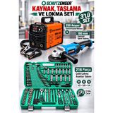 SCHUTZENGER 250A Kaynak Makinesi Bakır Sargı 180MM Devir Ayarlı Spral Taşlama 216 Parça Çelik Lokma Takımı 3 Lü Set