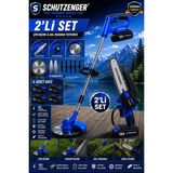 SCHUTZENGER 2’set 4 Batarya Şarjlı Ot Çim Biçme Makinesi Tırpan 7 Başlıklar ve Şarjlı Budama Testeresi Zincirli 15CM 2030TN Mavi