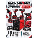 SCHUTZENGER 3 Akülü Şarjlı Kırıcı Delici Hilti-Somun Sökme-Matkap-Spral TAŞLAMA-250A Kaynak Makinesi Kırmızı