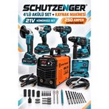 SCHUTZENGER 3 Akülü Şarjlı Kırıcı Delici Hilti-Somun Sökme-Matkap-Spral TAŞLAMA-250A Kaynak Makinesi Mavi Profesyonel