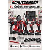 SCHUTZENGER 3 Akülü Şarjlı Kırıcı Delici Hilti-Taşlama-Matkap Vidalama-Testere Budama Somun Sıkma Kömürüz Kırmızı