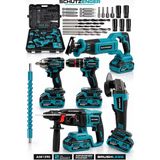 SCHUTZENGER 4 Akülü 5’li Set Şarjlı Tilki Kuyruğu-Somun Sökme-Taşlama-Kırıcı Delici Hilti-Matkap Kömürsüz Mavi 7013