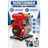 SCHUTZENGER 4 Zamanlı Benzinli Su Pompası 2.5 Hq 1.5 Inç Çıkış 100MT Yatay Atar Tarla Bahçe 5 mt Emiş KIRMIZI11
