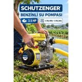 SCHUTZENGER 4 Zamanlı Benzinli Su Pompası 3.5 Hq 1.5 Inç Çıkış 100MT Yatay Atar Tarla Bahçe Sulama 5 mt Emiş Sarı 7010